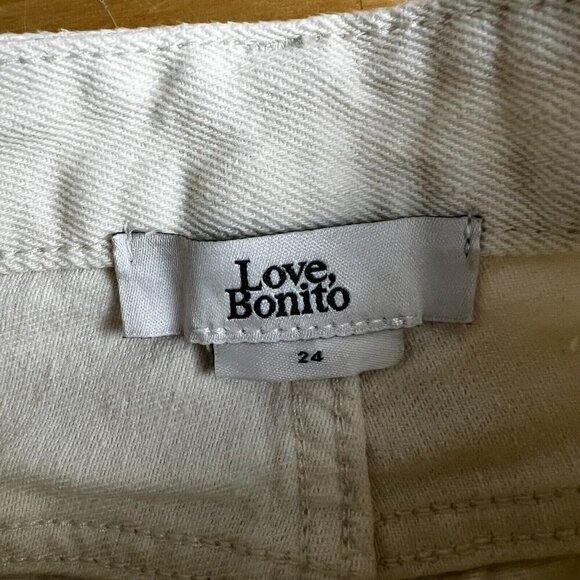 Love,‎ Bonito Aurelie High Rise Straight Crop Jeans Size 24 Ivory Cream Raw Hem - Picture 10 of 13